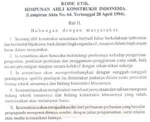 Kode Etik Himpunan Ahli Konstruksi Indonesia (HAKI) #2
